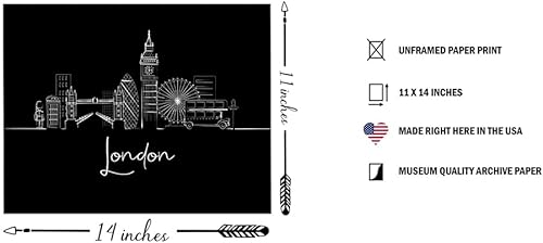 Vista 155 de París Skyline - Decoración de pared para sala de estar, arte de pared en blanco y negro, cuadros de pared de horizonte europeo para sala de estar