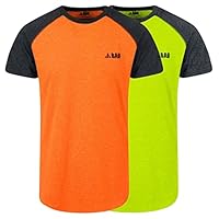 BAD WORKWEAR Trademark Raglan S/S T-Shirt for Men - Slim Fit, Moisture-Wicking Soft Cotton, UPF50+ Protection - Yellow - L