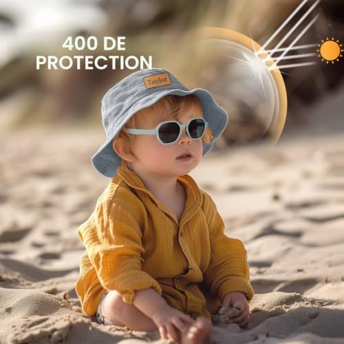 BTHRORO Lunette de Soleil Bebe Polarisées Protection UV400 Lunettes de Soleil Enfant pour Garçons et Filles de 0 à 3 Ans, Montures Flexibles, Idéales pour les Vacances à la Plage des Bébé – vue 2