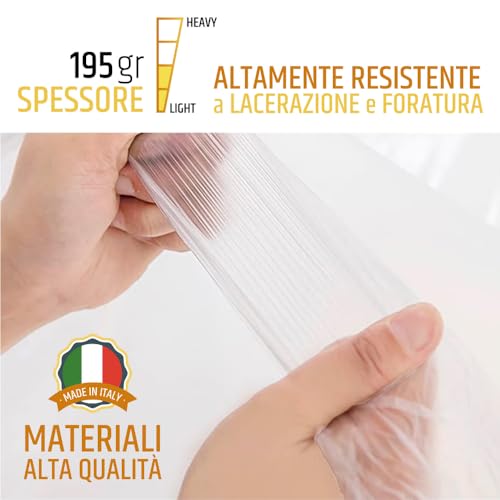 PENNELLIFICIO 2000 | Lot de 12 serviettes de protection en plastique, serviettes de protection, anti-goutte, protège contre les taches de peinture, la saleté, l'humidité, mesure 4 x 4 mètres, 16 m², – vue 3