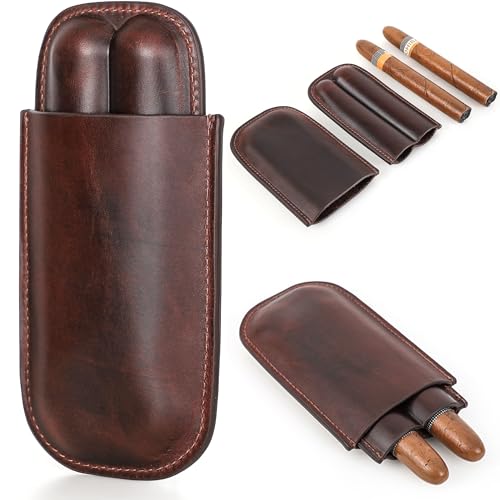CataPurus Top Grain Leather Travel Cigar Case Sleeve