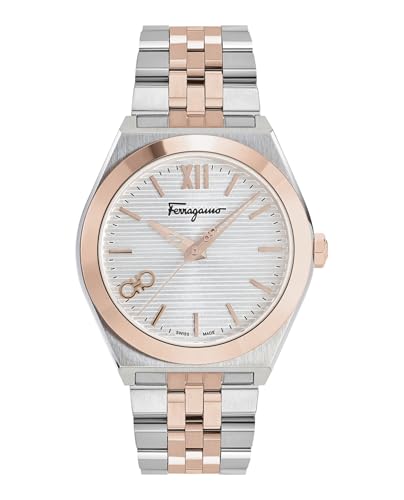 Vega Luxury Mens Watch Timepieces with a Two Tone Bracelet and Case Featuring a Silver Dial