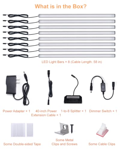 Image of JUSJUBR Display Cabinet Lights, 8-Pack 12-Inch Dimmable Slim LED Light Bars