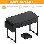 DLisiting Small Desk with Fabric Drawers for Bedroom, 32 Inch Gaming Desk with 2 Drawers for Small Space, Study Writing Table PC Desks, Black - Image 3