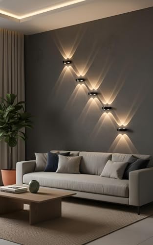 Image of FILLISKA Ultra Slim LED Indoor /Outdoor Wall Light, IP-65 Rainproof & Shockproof Body. (Slim MattBlack 2up + 2down)(2 Year Warranty)