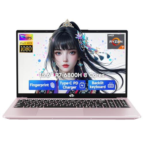 NIMO 15.6' IPS FHD-Gaming-Laptop, 8 Cores AMD Ryzen 7 6800H 32GB DDR5 RAM 1TB SSD (Beat i7-12700H, Up to 4.7GHz) AMD Radeon 680M GPU-Computer with 100W Type-C Backlit Keyboard, Fingerprint