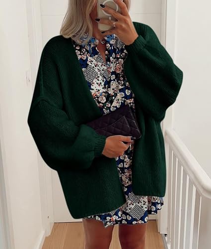 Image of PRETTYGARDEN Womens Oversized Cardigan Sweaters 2026 Fall Long Lantern Sleeve Knit Open Front Lightweight Sweater