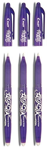 Pilot Purple / Violet Frixion Rollerball Erasable Pens Pen 0.7mm Nib Tip 0.35mm Line BL-FR7 (Pack Of 3)
