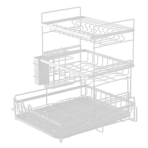 Escurridor de Platos de 3 Niveles para encimera de Cocina, Organizador con Soporte para Platos y escurridor (Color Negro y)
