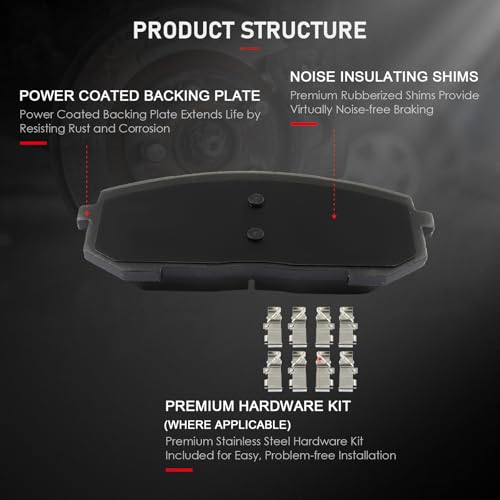 Image of cciyu D2302 Brake Pads w /Hardware Front Disc Brake Pad Set