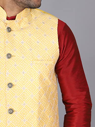 Image of Sadree Silk Men's Kurta Pajama Waistcoat or Nehru Jacket Set