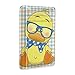 Yellow Duck with Sunglasses on Plaid Checker Grid Slim Minimalist Wallet, Front Pocket RFID Leather Blocking Card Holder Case for Men Women Girls Ladies, Stylish Printing Gift