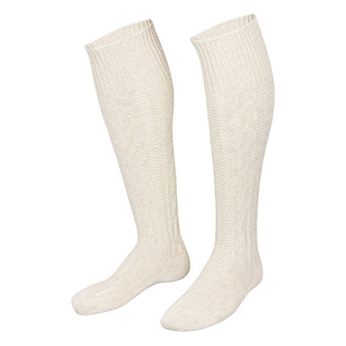 Piarini - Par de calcetines largos para traje tradicional - Punto trenzado - Estilo rústico bávaro - Jaspeado - 45-46