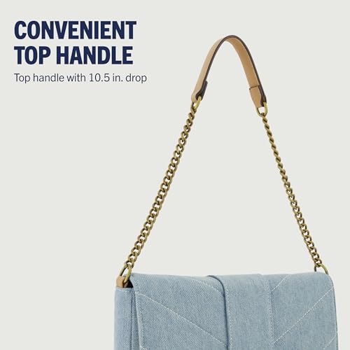 True Religion Women's Denim Shoulder Bag Purse, Mini Handbag with Chain Strap4