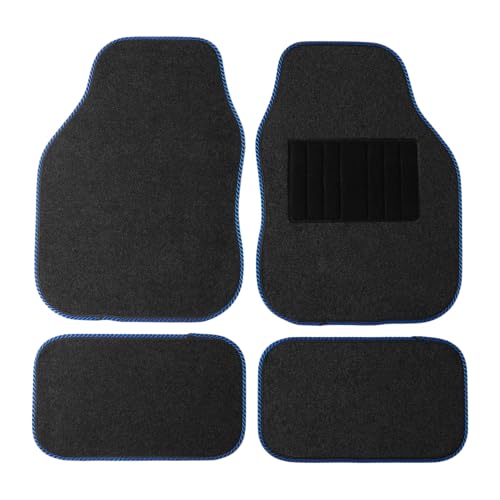 Sakura BMS1BU Alfombrillas de Coche, Antracita con Ribete Azul