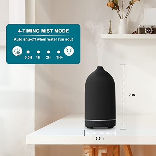 Bobolyn Essential Oil Diffuser Ceramic Aromatherapy Ultrasonic Cool Mist Aroma Oil Diffuser Fragrance 150ml with Waterless Auto Shut-Off and 7-Color LED Light for Home Yoga Spa - Image 5