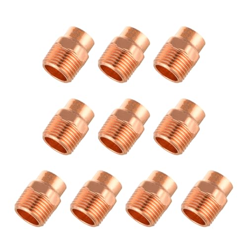 (Pack of 10) EFIELD 1/2-Inch Copper Male Adapter C x MIP, LF Copper Plumbing Fittings with Sweat Solder X MNPT Connection,(COPPER057)