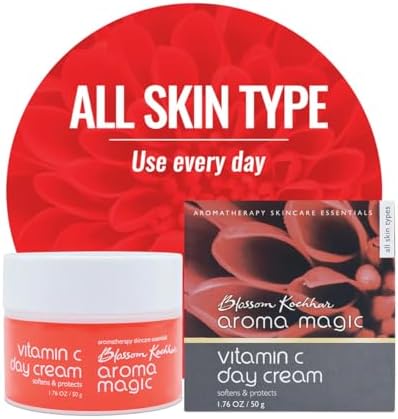 Aroma Magic Vitamin C Day Cream with SPF 15 | Anti Aging Daily Face Moisturizer for All Skin Types | Hydrates, Softens & Protects Skin | Lightweight, Non-Greasy | 1.76 Oz (50g)