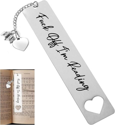 Funny Metal Book Marks – Cute Bookmarks for Women & Men – Ideal Book Mark Accessories for Reading Lovers – Perfect Gifts for Friends, Teachers, Writers & Book Lovers (Silver)