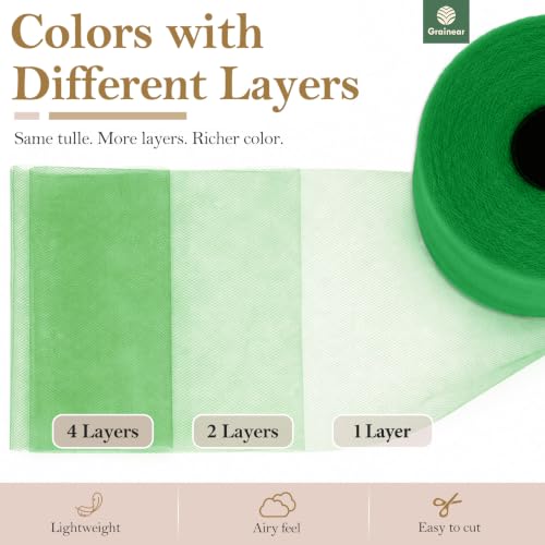 Image of Classic Green Tulle Fabric Roll 6 Inch x 100 Yards Tulle Ribbon