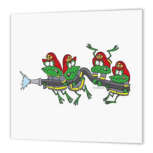 3dRose ht_104055_3 Funny Firefighter Froggy Frogs-Iron on Heat Transfer for Material, 10 by 10-Inch, White