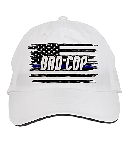 Makoroni - Bad COP Cop, Police Hat Adjustable Cap, DesU20 White