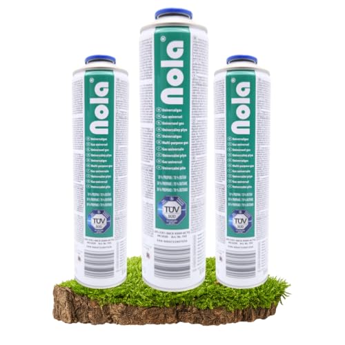 NOLA 3X Universalgas Druckgasdose 600 ml Butan Propan Gas Drehgewinde 338g 7/16 Universalgas Kartuschen Gasdose Gas Kartusche Drehverschluss für Unkrautbrenner Gas Abflämmgerät Gaslampe EN417