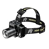 Linterna frontal recargable de alto lúmenes, lámpara LED superbrillante con sensor de movimiento, IPX7 impermeable con zoom, para adultos, camping, ciclismo, correr