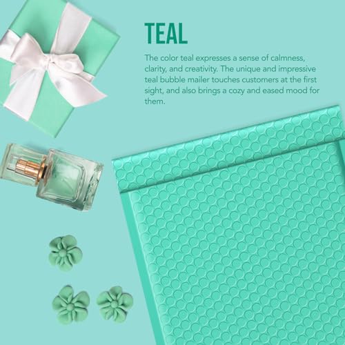 Image of Fuxury 250Pack Teal Bubble Mailers 8.5x12 inch Medium Opaque Padded Envelopes Strong Adhesion Bubble Mailer Thick Padded Mailers for Small Business Mailing Books Clothes Makeup Supplies