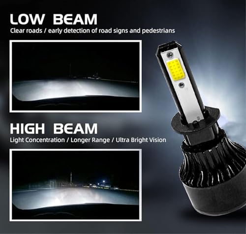 Image of Auto Pearl H1 LED-Headlight Bulb for Car 80W 3500LM 6000K, White (H1 Car LED-Headlights Bulb), Pack of 2