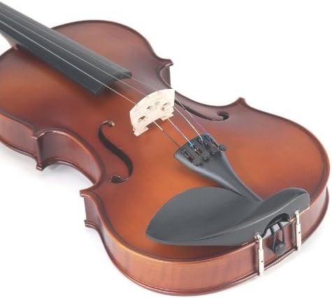 Mendini by Cecilio 4/4 MV300 Solid Wood Satin Antique Violin with Hard Case, Shoulder Rest, Bow, Rosin and Extra Strings (Full Size)