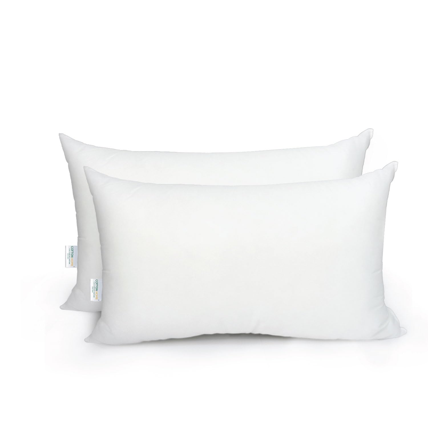 Cotton Home Casual Bedding Throw Pillows Insert Cushion Filler Outer Cover Non Woven Hollowfiber Filling 400 gm Ultra Soft Fiber Size 30x50cm / 12x20inch Cushion Inserts Home Decor | White (Pack of 2)