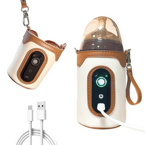 TDOO Portable Baby Bottle Warmer Travel Milk Heat Keeper with LCD Display & 26 Speed Temperature Adjustment Thermostatic Bottle Cover for Baby Milk Used in Home Outside and in Car
