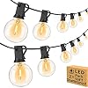 100ft 2-Pack Outdoor String Lights,Dimmable G40 LED String Lights with 52 Shatterproof Clear Bulbs UL Approval Waterproof Globe 1W 2700K Outdoor Lighting for Backyard Porch Cafe Party Wedding Garden