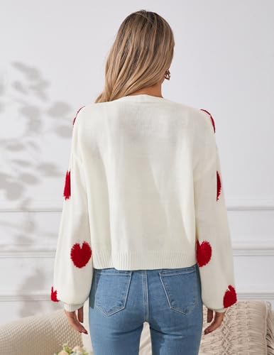 Womens Oversized Cute Heart Cropped Cardigan Spring 2025 Trendy Lightweight V Neck Button Sweater3