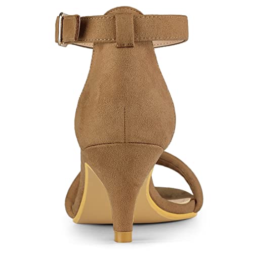 Allegra K Allegra K Women's Kitten Heel Ankle Strap Brown Sandals 9 M US