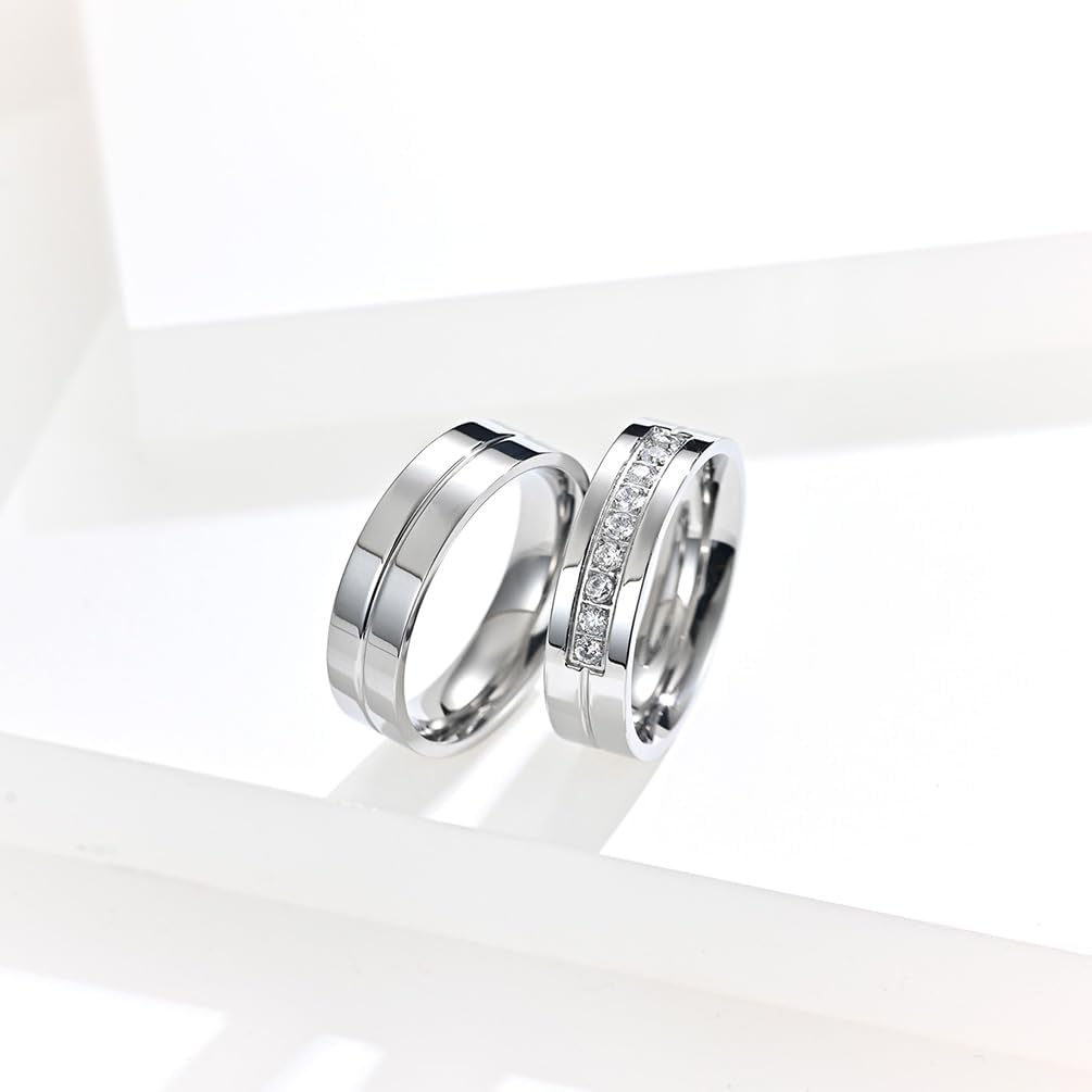 Men's Ring Stainless Steel/Silver Engagement Wedding Bands Ring for Men Women size 8-11