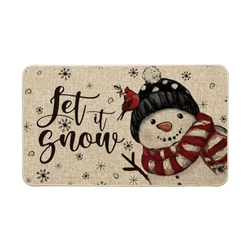 Artoid Mode Red Snowman Let It Snow Doormat 17x29 Inch