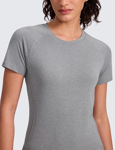 Image of CRZ YOGA Seamless T-Shirt Hip Length | Training, Chafe-Free, Slim Fit, Raglan Sleeves, Mesh Vents, Workout, Short Sleeve Tops for Women