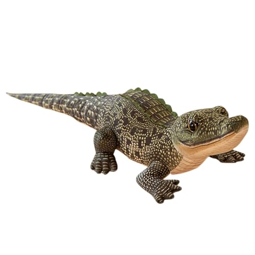 ANosteie Peluche de cocodrilo de 39 Pulgadas Peluche de cocodrilo Realista con extremidades Cortas Cola Larga y Ojos Grandes de de de algodón para Dormir decoración del hogar Verde