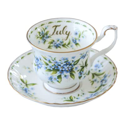 Tasse à café en porcelaine d'os et soucoupe Fleur de Juillet de 220ml
