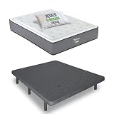 Matnature | Pack Cama Individual con Base Tapizada + Colchón Viscoelástico Nature |Firmeza Superior y Alta Adaptabilidad | Fabricación Sostenible España (Gris, 90x190)
