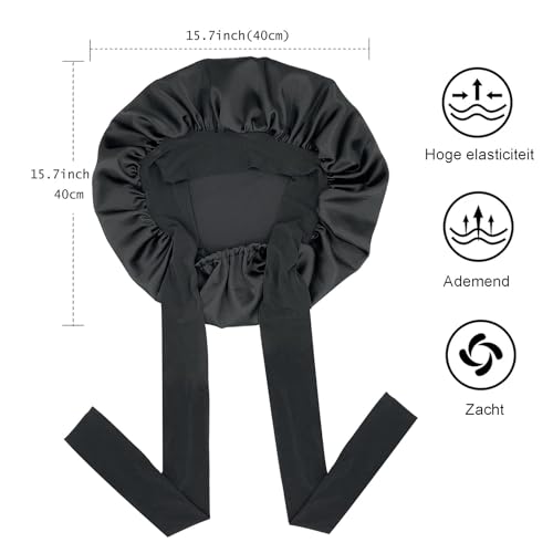 Haquno 1 Stück Schlafmütze Satin Bonnet Nacht Schlaf Mütze Verstellbare Schlafkappe Kopfbedeckung Weiche Kopfhaube Schlafhaube Seide doppellagige Nachtmütze mit Gummizug (Grün)