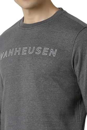 Image of Van Heusen Men's Embroidered Premium Cotton Full Sleeve Regular Fit Sweatshirt | Effortless Styling | Premium Cotton Blend