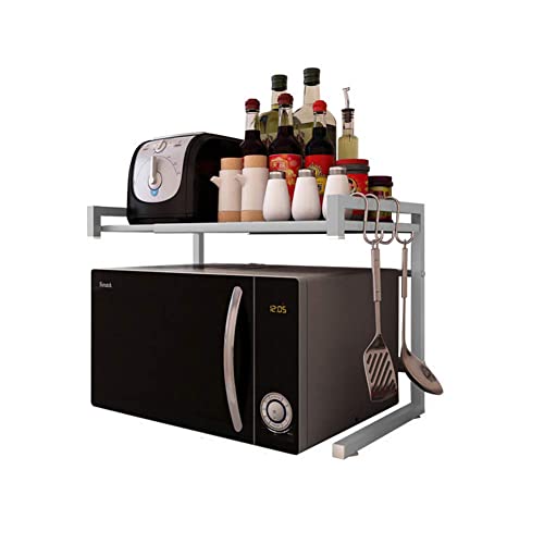 Vinteky Support Extensible en Métal Four à Micro-Ondes de Fourniture de Vaisselle Vaisselle de Stockage Compteur d'économiseur d'espace Organisateur Titulaire d'épice (Gris)