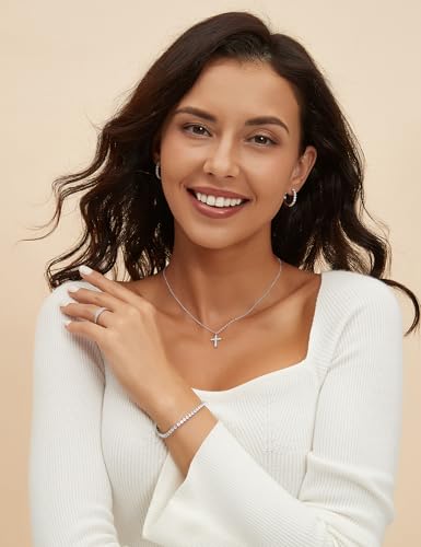 Mameloly 3mm Cubic Zirconia Classic Tennis Bracelet Silver Round Charm CZ Bracelets for Women Size 6.5-7.5 Inch4