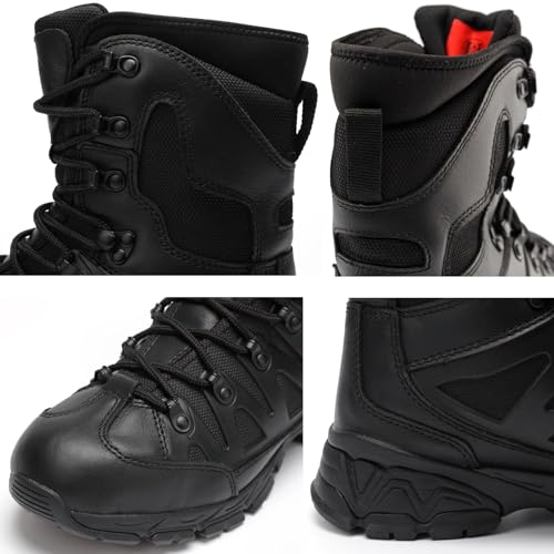 HANDROCK 8" Waterproof Men's Military Tactical Work Boots, Hiking Motorcycle Combat Slip/Oil Resistant Boots with YKK Side Zipper4