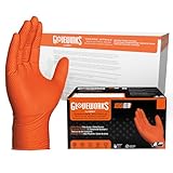 GLOVEWORKS HD Orange Nitrile Disposable Gloves, 8 Mil, Latex and Powder Free, Industrial, Food Safe, Raised Diamond Texture, X-Large, Case of 1000