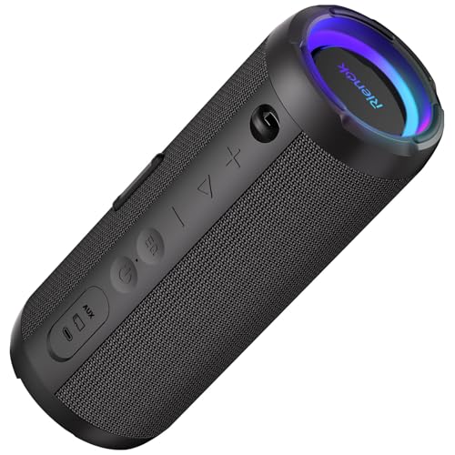 RIENOK 40W Bluetooth Lautsprecher, Musikbox mit EQ Modus 30Std. Laufzeit, Bluetooth 5.3 mit RGB Beleuchtung, Support TF-Karte, AUX mit Bass für Party Garage Garten Camping Outdoor