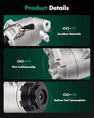 Image of SCITOO AC Compressor for Nissan for Pathfinder 4.0L 2005-2012 | Fast Cooling, Ultra Low Noise (≤72 dB) Air Conditioner Compressor for Summer, with Clutch, 10347890 10362241 1010865 638782